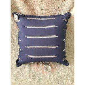 Place & Time THROW PILLOW 17"x17" Summer Home Outdoor Blue Aztec Stripe …
